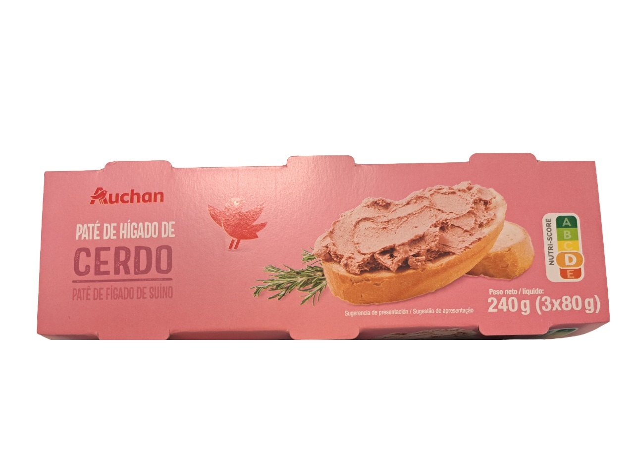 PATÉ DE FÍGADO DE PORCO AUCHAN 3X80G