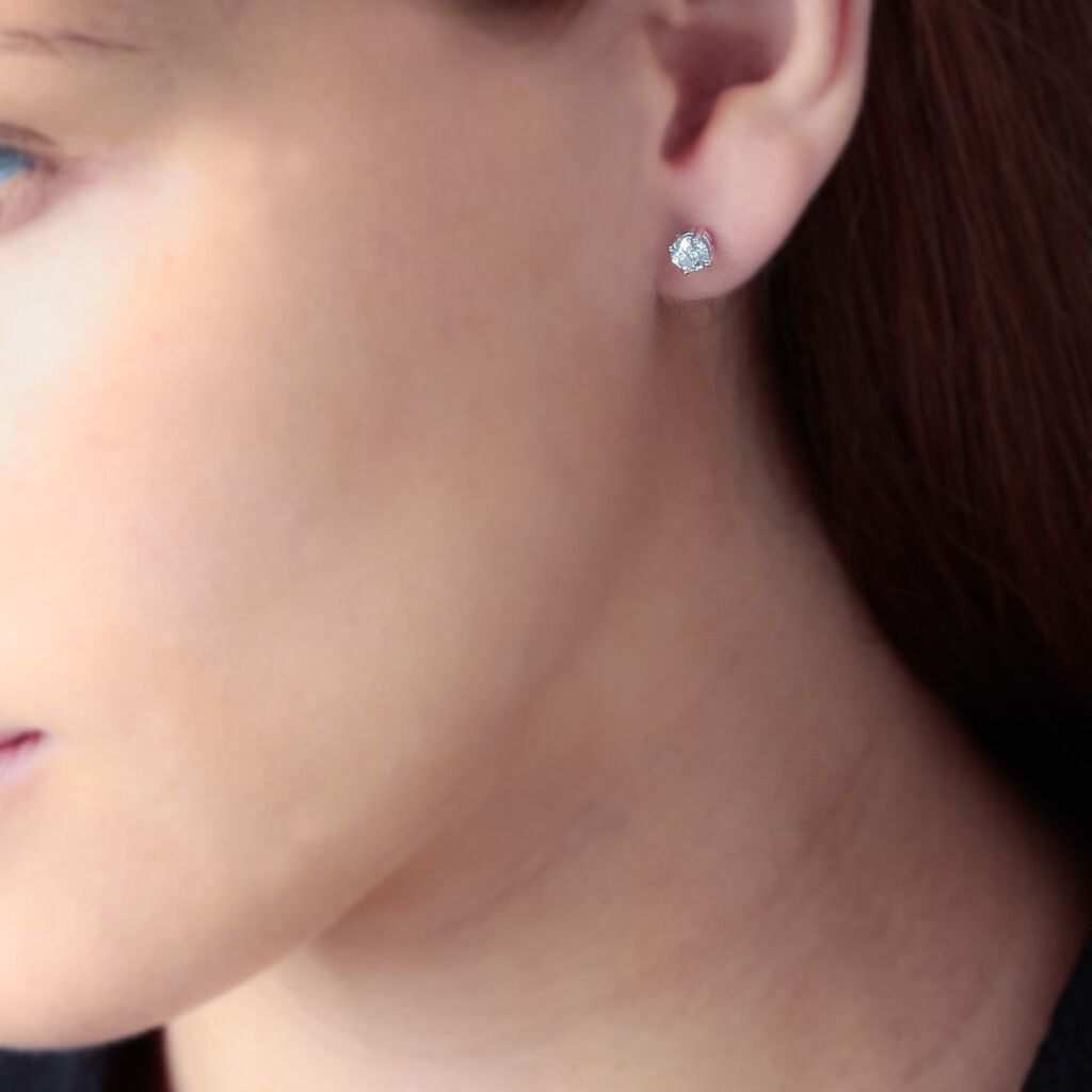 Boucles D'oreilles Puces Victoria Or Blanc Diamant