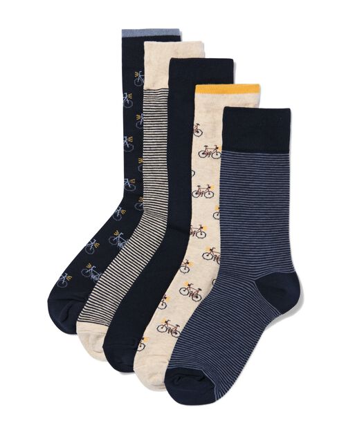 5 paires de chaussettes homme avec coton vélos bleu foncé