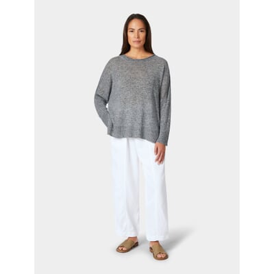 Damen-Leinenpullover, Graumelange