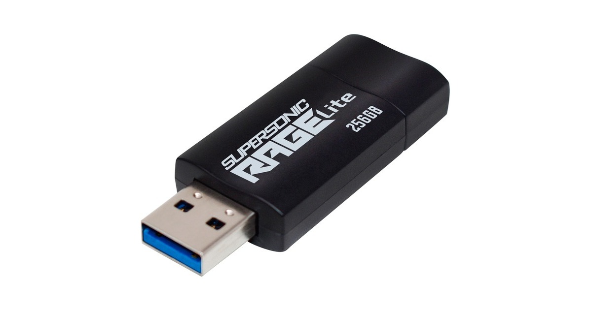 PatriotSupersonic Rage Lite 256 GB usb-stick  (Zwart/blauw, USB-A 3.2 Gen 1)