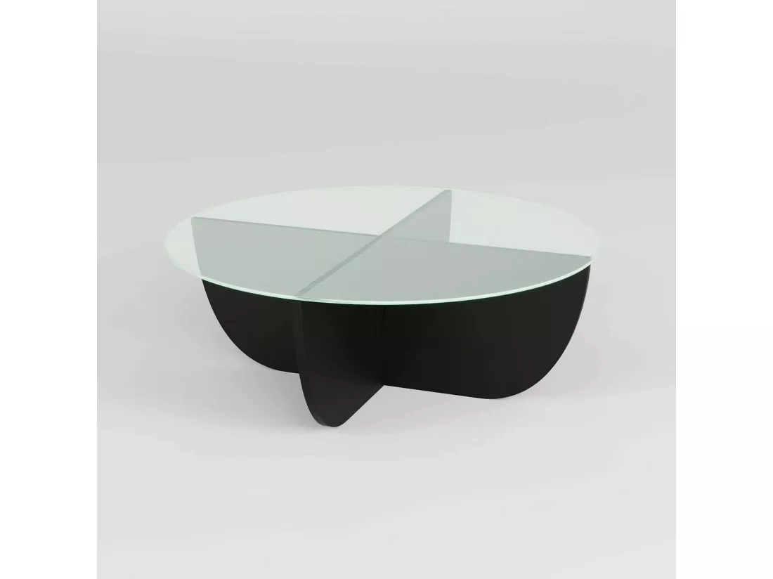 Table basse Phoebe, Table basse, Porte-revues pour canapé, Etagère de salon, 90x90h30 cm, Noir