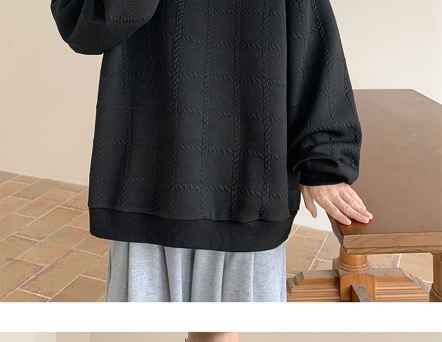 YERGO - Sweatshirt met ronde hals en effen patroon en reliëf