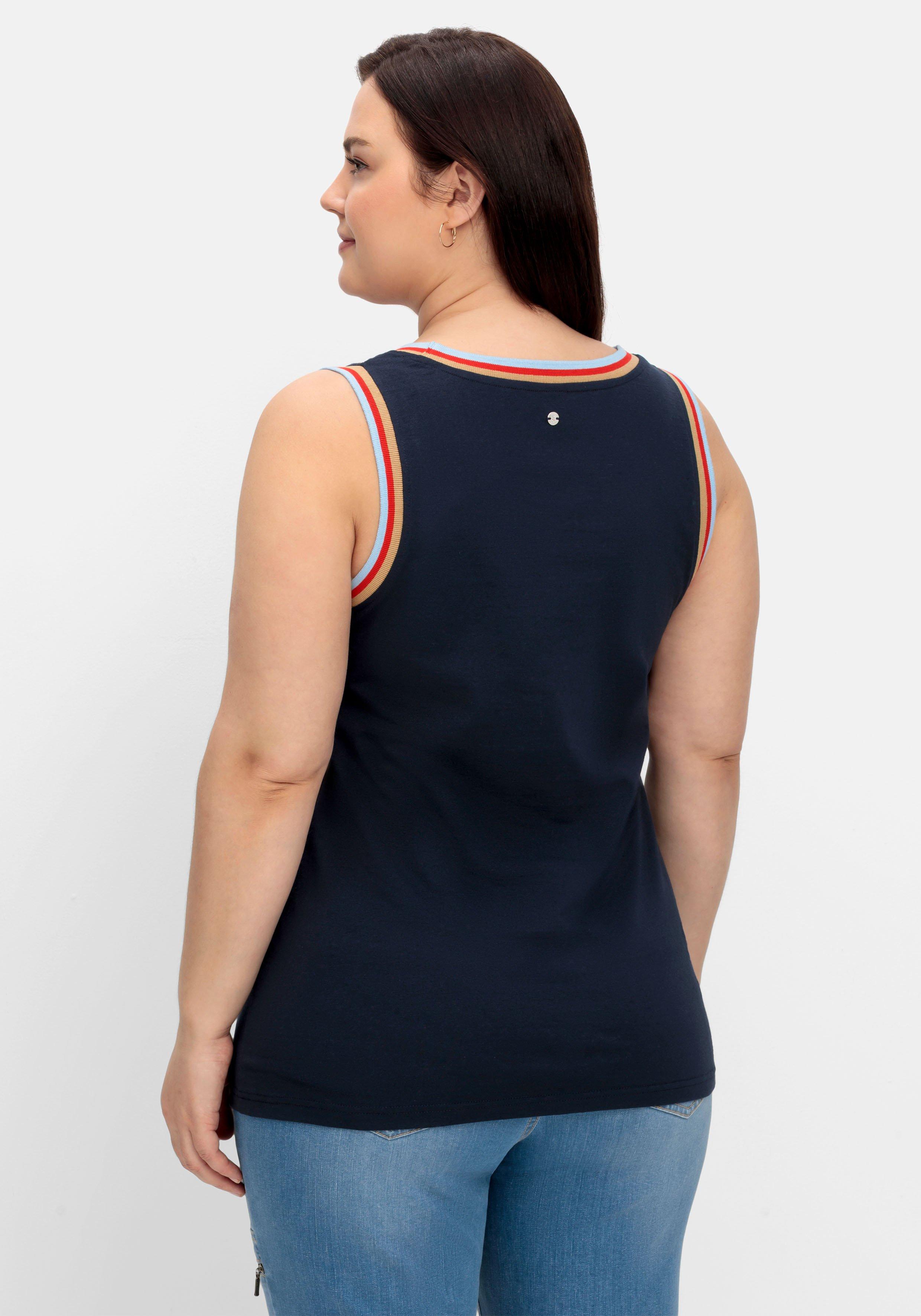 Jerseytop mit gestreiften Rippbündchen