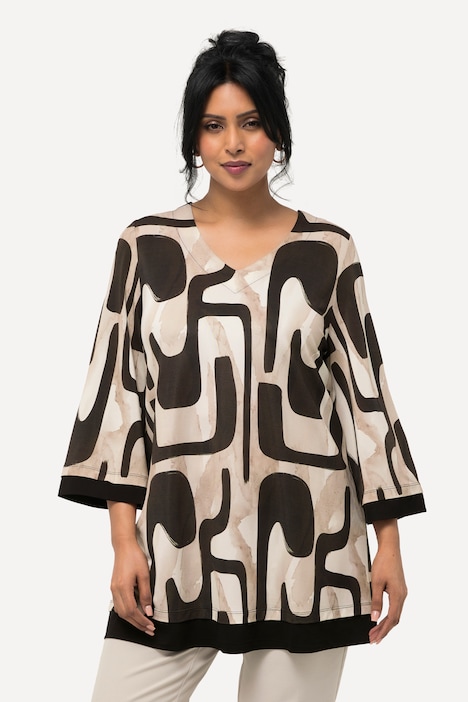 Slinkyshirt, A-Linie, V-Ausschnitt, 3/4-Arm