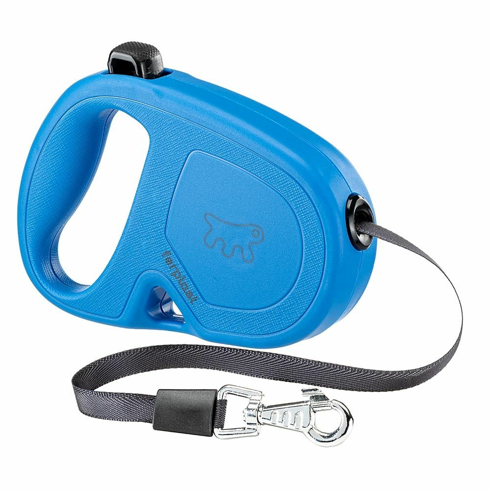 Laisse rétractable pour chiens de taille moyenne flippy one tape s, sangle extensible 4 m, max 15 kg, bleu