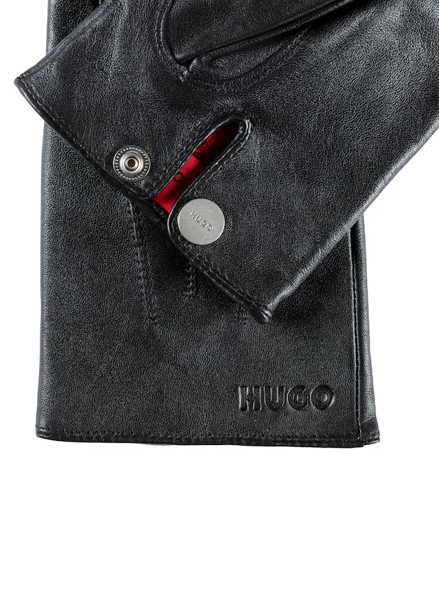 HUGO Lederhandschuhe »Jaan« mit Logo auf dem Knopf
