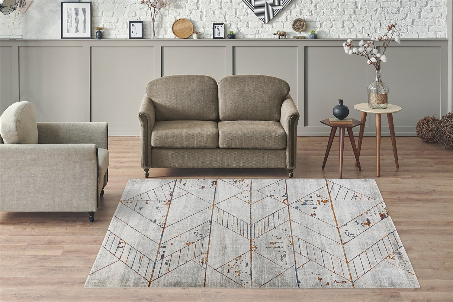 Kortpolig tapijt Tranquiluxe Grijs / Multi 10 mm Modern 80 x 150 cm