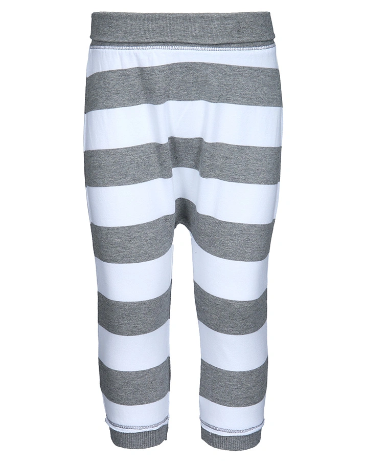 Sweat-Schlupfhose HOME gestreift in grau/weiß