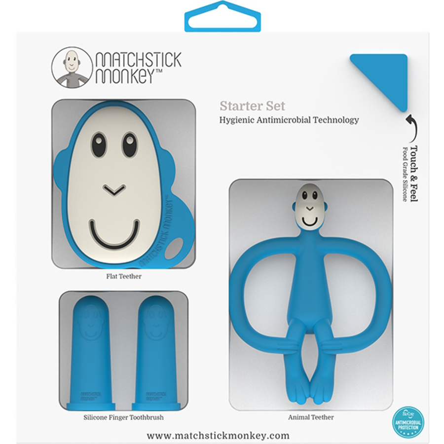 MATCHSTICK MONKEY™ Beißring Starter Set Affe blau