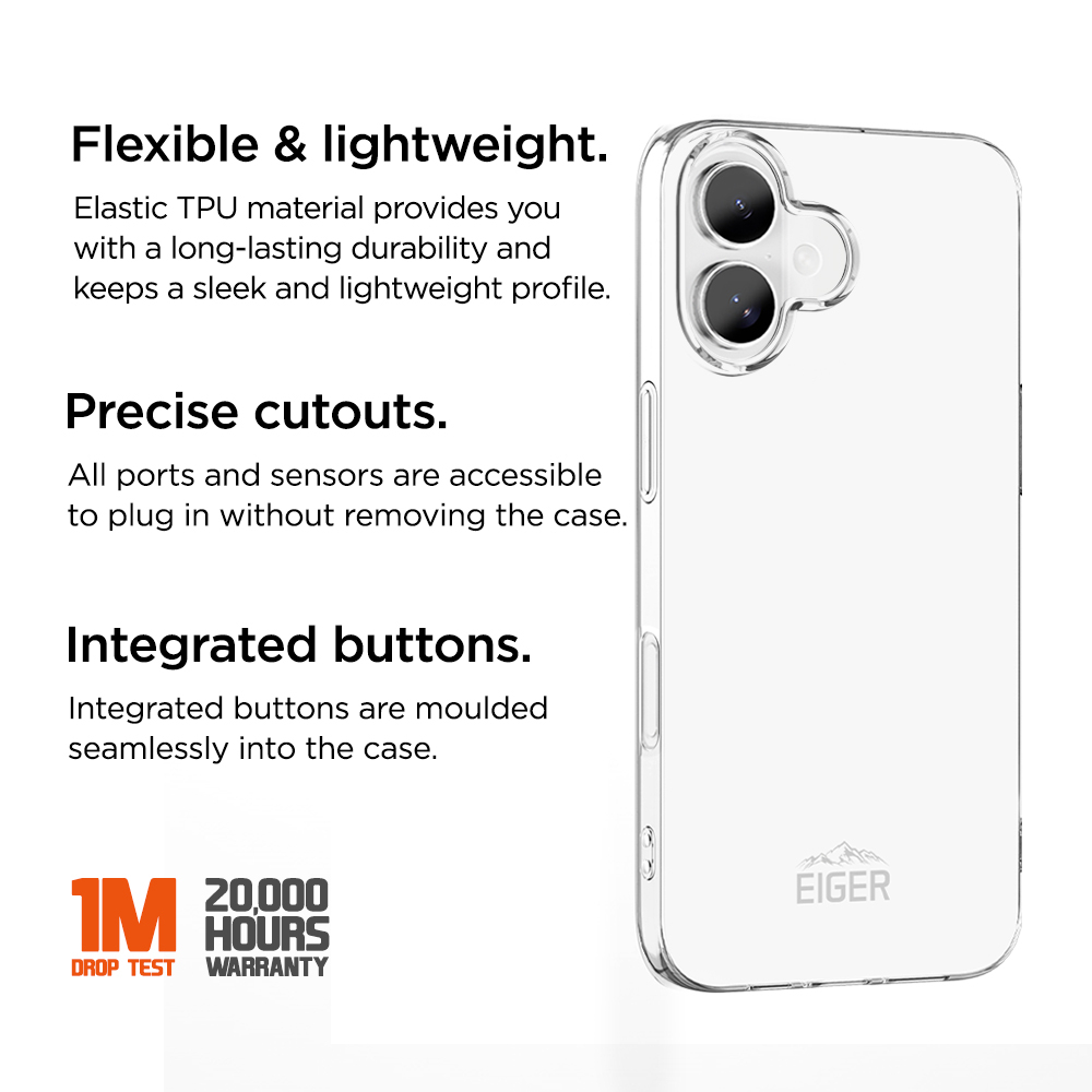 iPhone 16 Grip Case Gummi Schutzhülle (EGCA00616) - Transparent