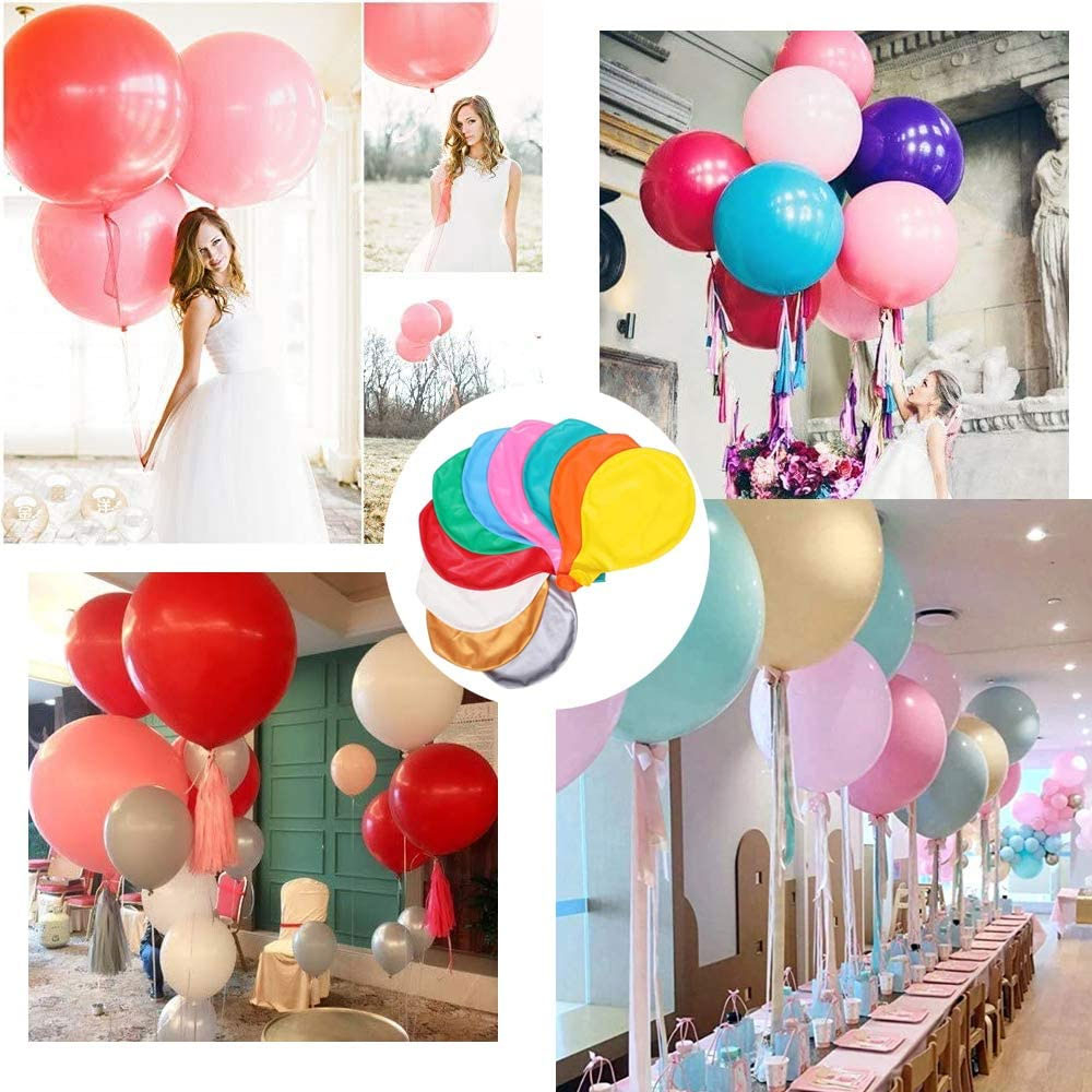 (12er Set) Ø90cm Party Deko Ballons Latex Luftballons Extragross - Div. Farben