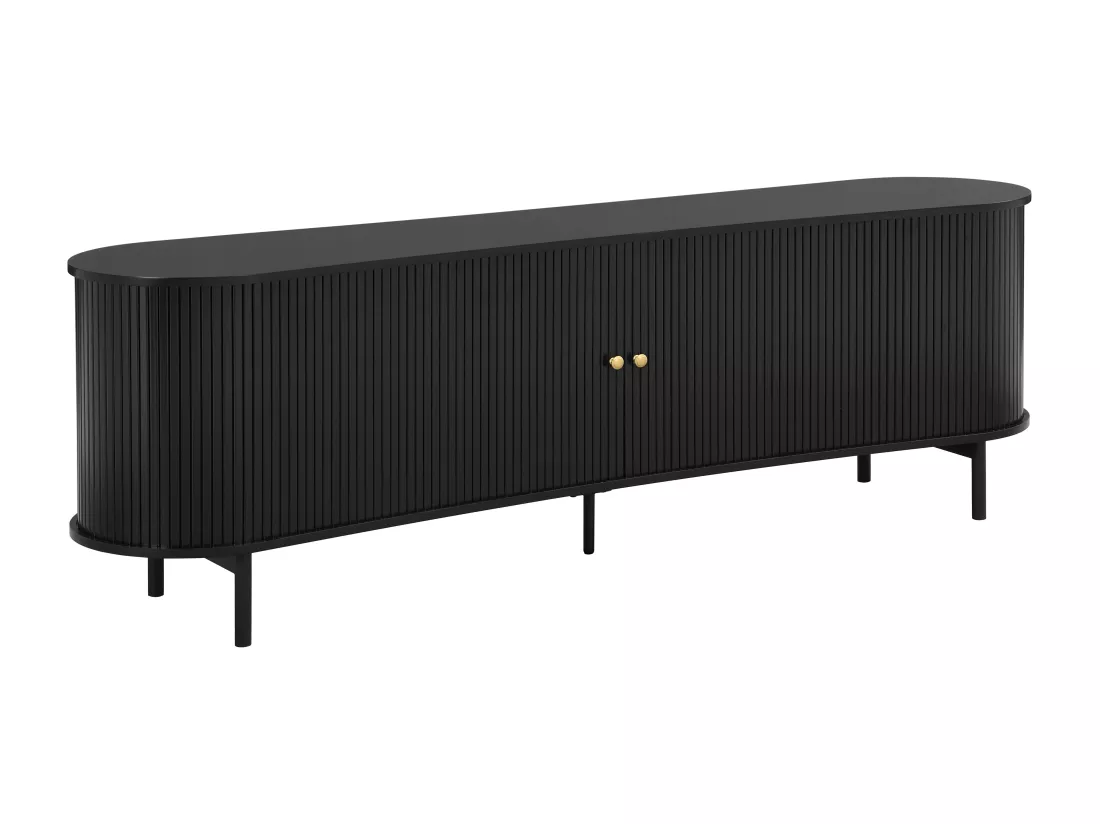 Meuble TV avec 2 portes coulissantes en MDF - Noir - SEVATO