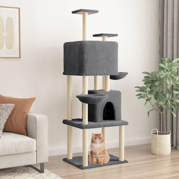 vidaXL Kloretre med sisalstolper mørkegrå 180 cm
