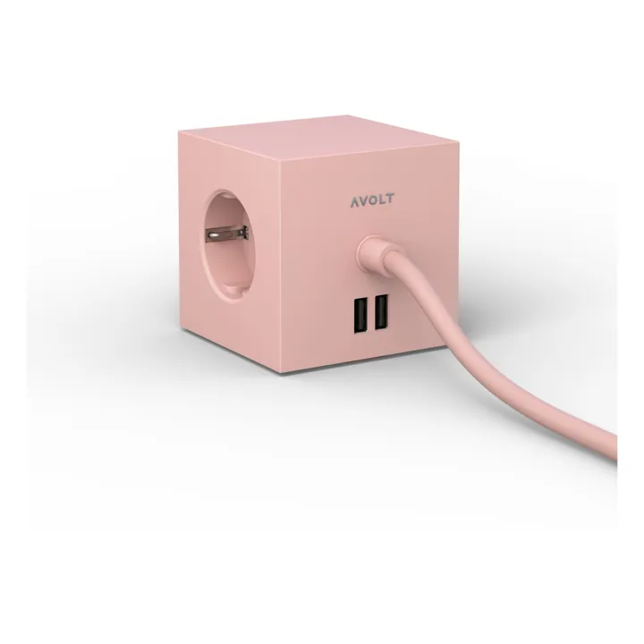 Avolt Rallonge Square 1 avec prise USB | Rose