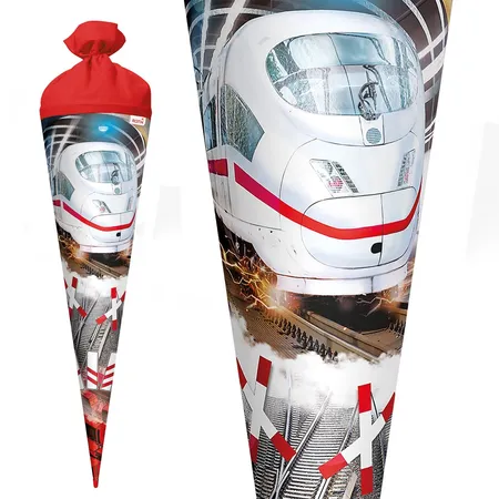 Roth Schultüte Schnellzug mit Filzverschluss und Folie, 70 cm, rund