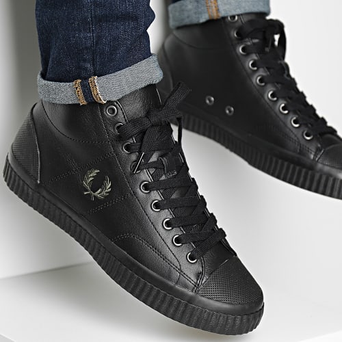 Baskets Hughes Mid Leather B4358 Black