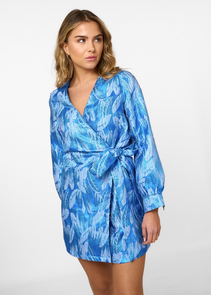 Amber overslag jurk blauw