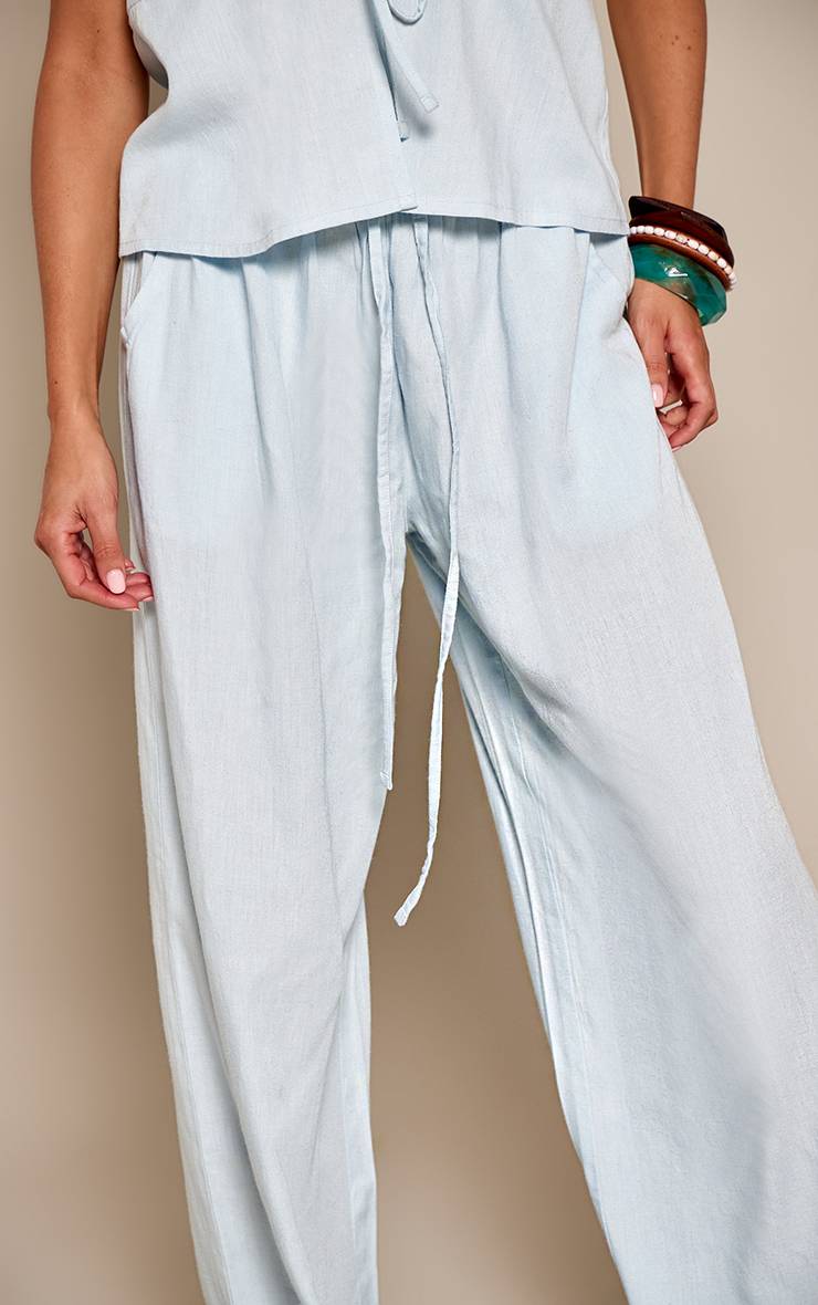 Aqua Blue Pantalon Large À Cordon De Serrage Ensemble Coordonné