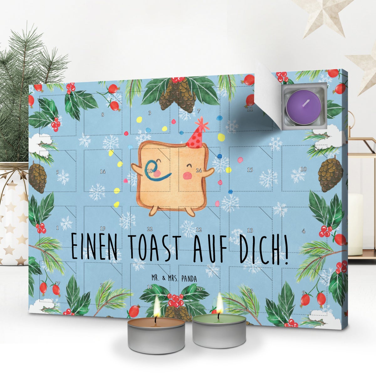 Mr. & Mrs. Panda Geurkaars Adventskalender Toast Party - Pastelblauw