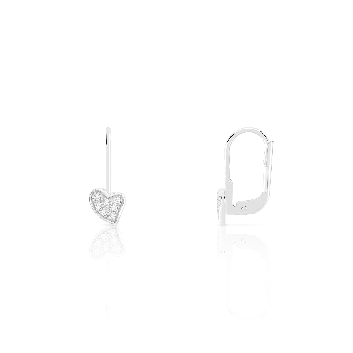 Boucles d'oreilles argent 925 dormeuses coeurs zirconias