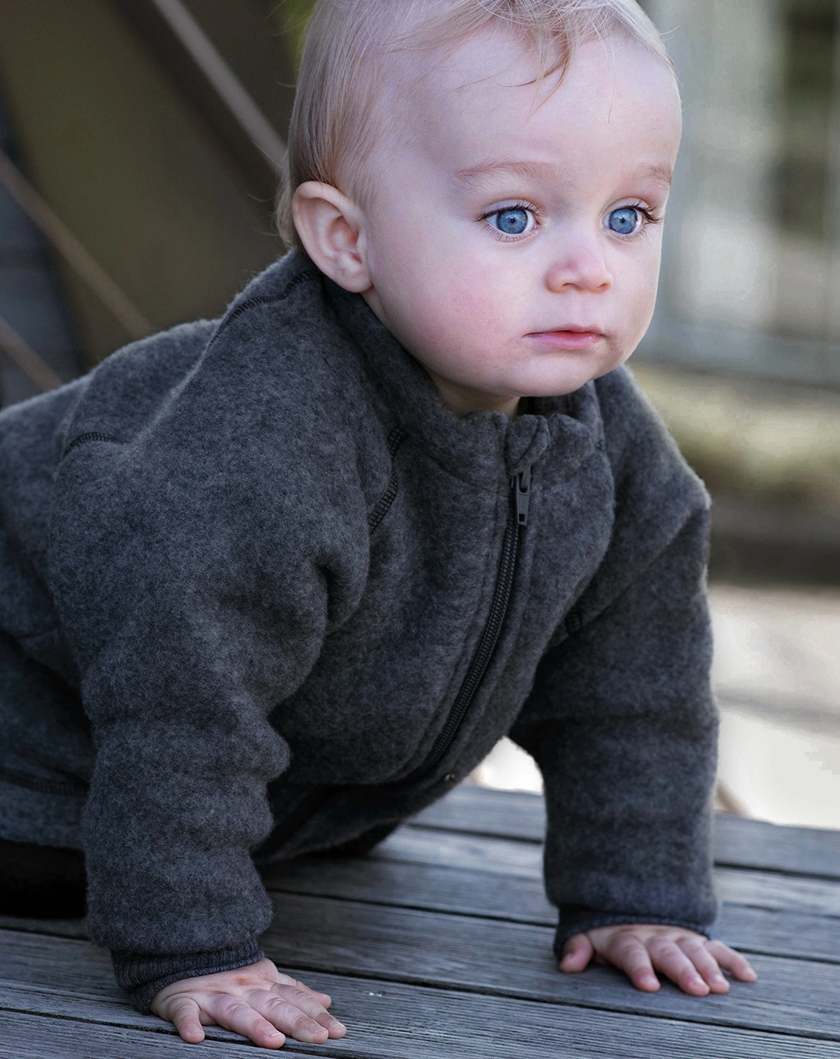 Wollfleece-Jacke MERINO BABY in melange anthracite