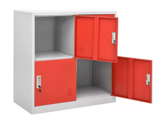 Armoires à casiers 2 pcs Gris clair et rouge 90x45x92,5cm Acier