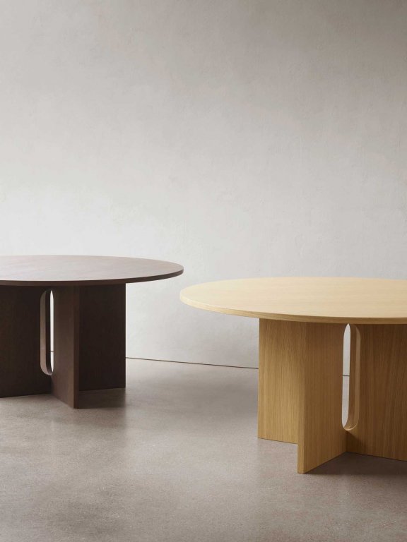 Audo Copenhagen Androgyne eettafel Ø120 naturel eiken, Kunis Breccia steen