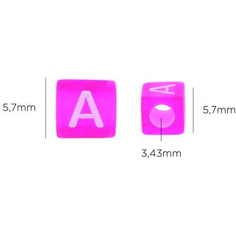 Perle plastique innspiro forme carree 6mm imprimee     alphabet blanc coloris        transparents pastels assortis