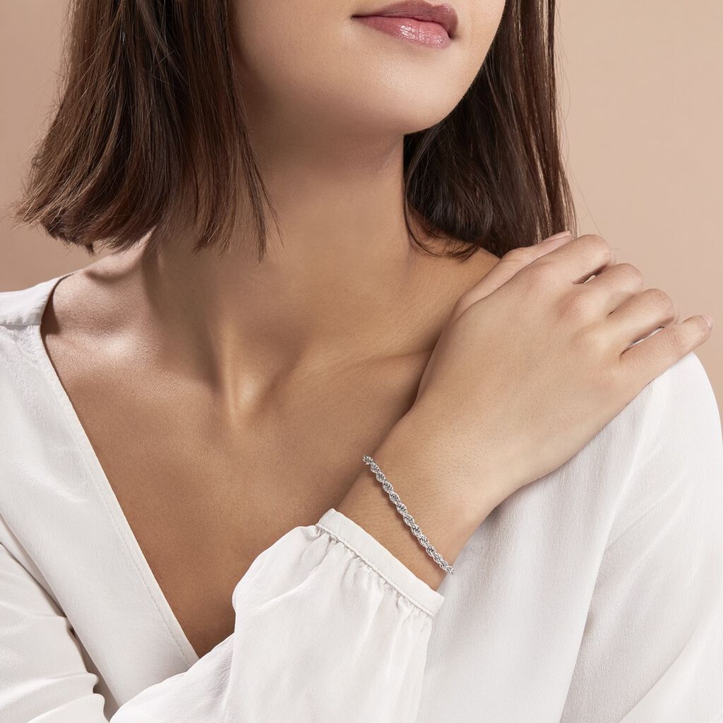 Bracelet Cacilda Maille Corde Argent Blanc