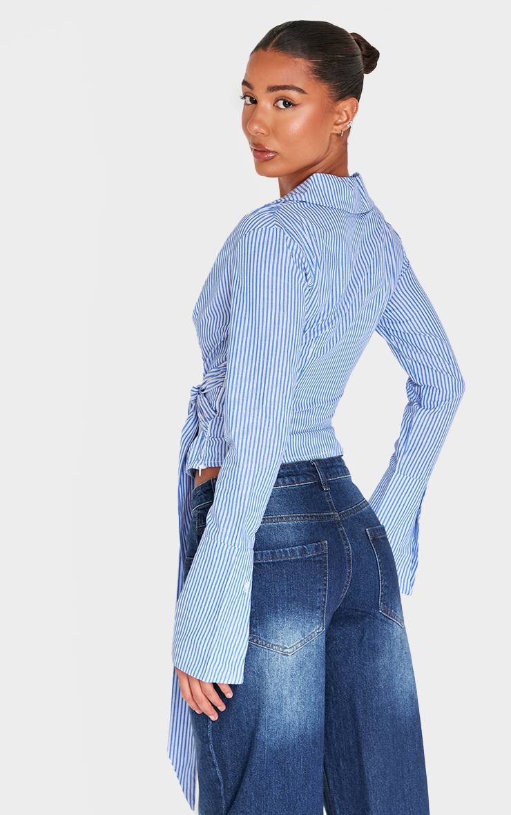 Bleu Chemise Chocolat À Taille Cintrée Nouée