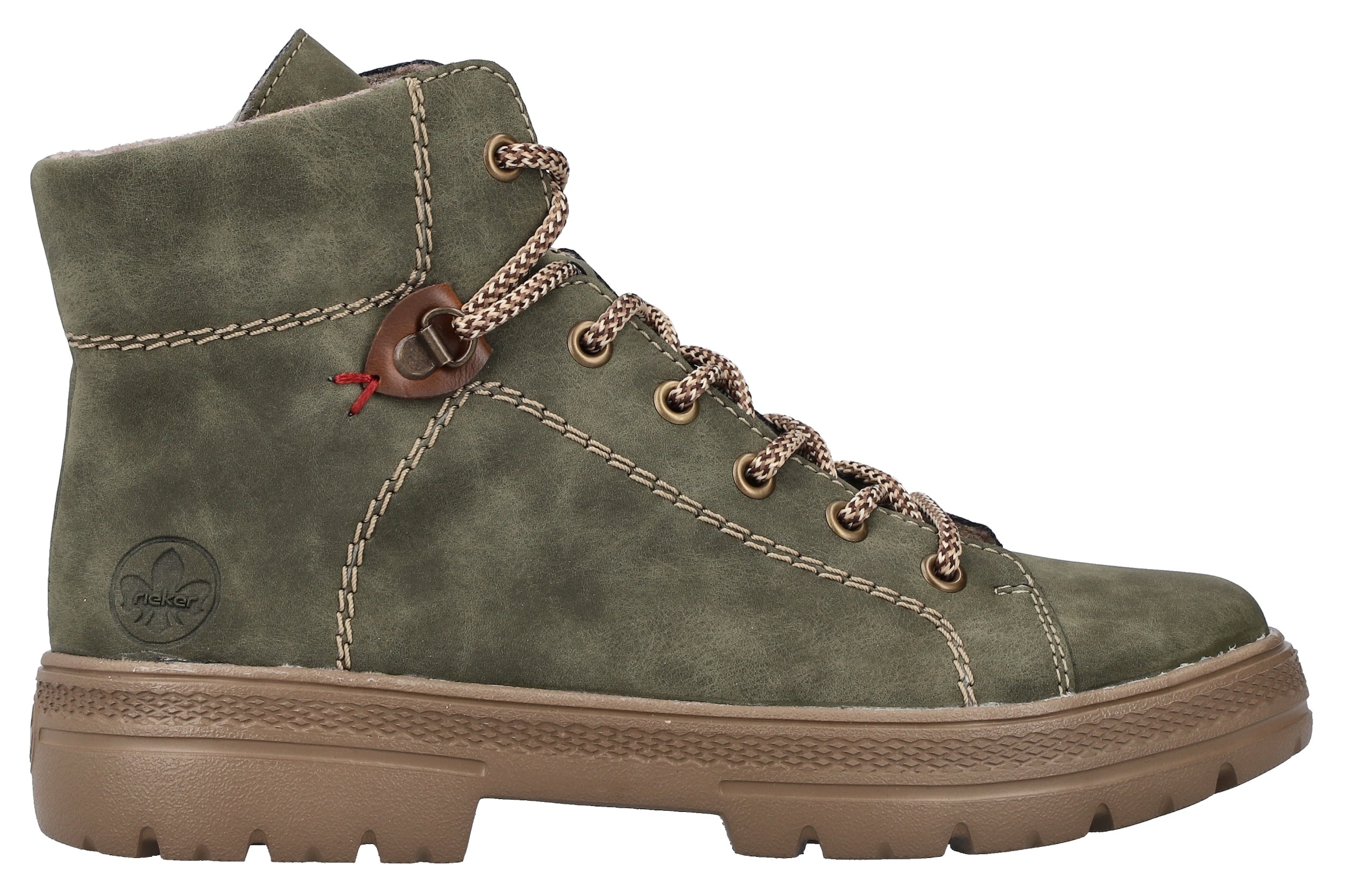 Rieker Schnürboots  , Stiefelette, Plateausohle, Kontrastnaht, mit Innenreissverschluss