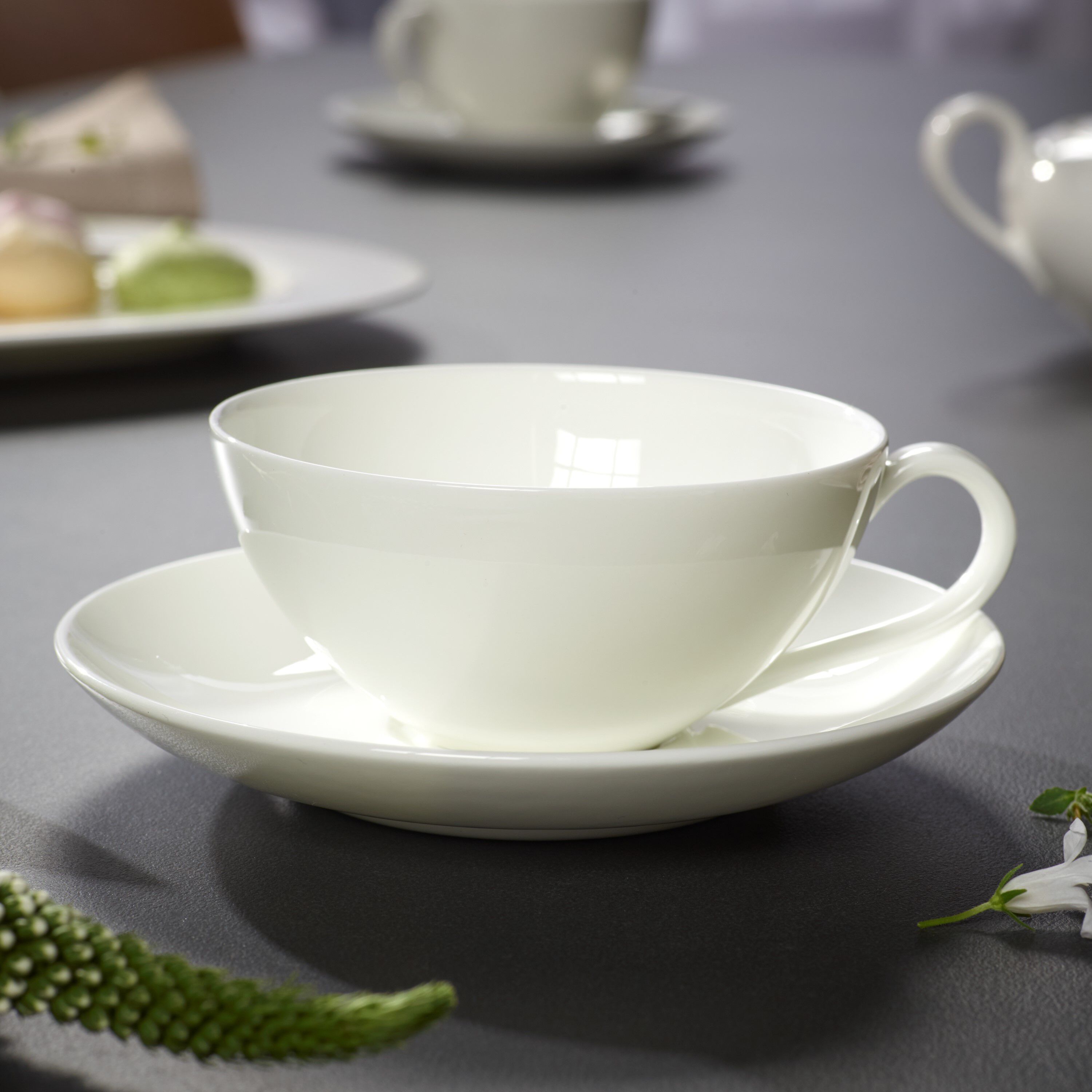 Anmut Cappuccino cup saucer White, 7.1'', Premium Bone Porcelain