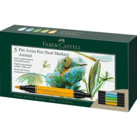Faber-Castell Tuschestift Pitt Artist Pen Dual Marker Tiere 5er Etui
