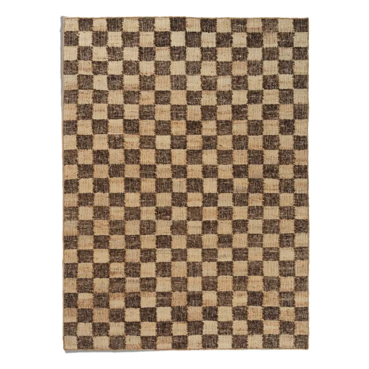 Ferm Living Tapis en jute et laine Check | Café