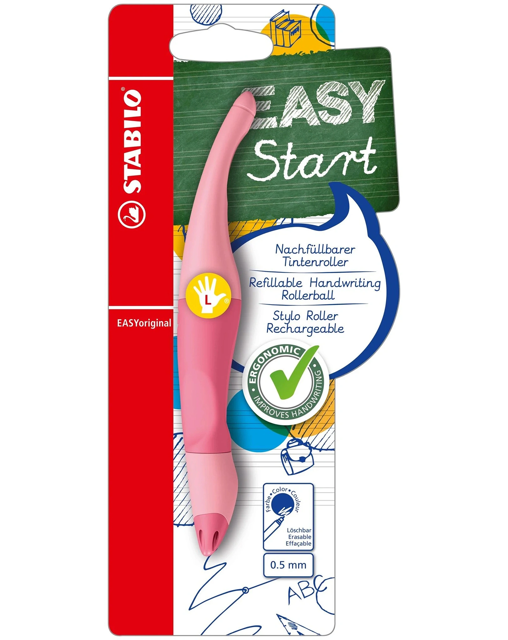 Tintenroller STABILO® EASYoriginal Pastel für Linkshänder in rosiges rouge