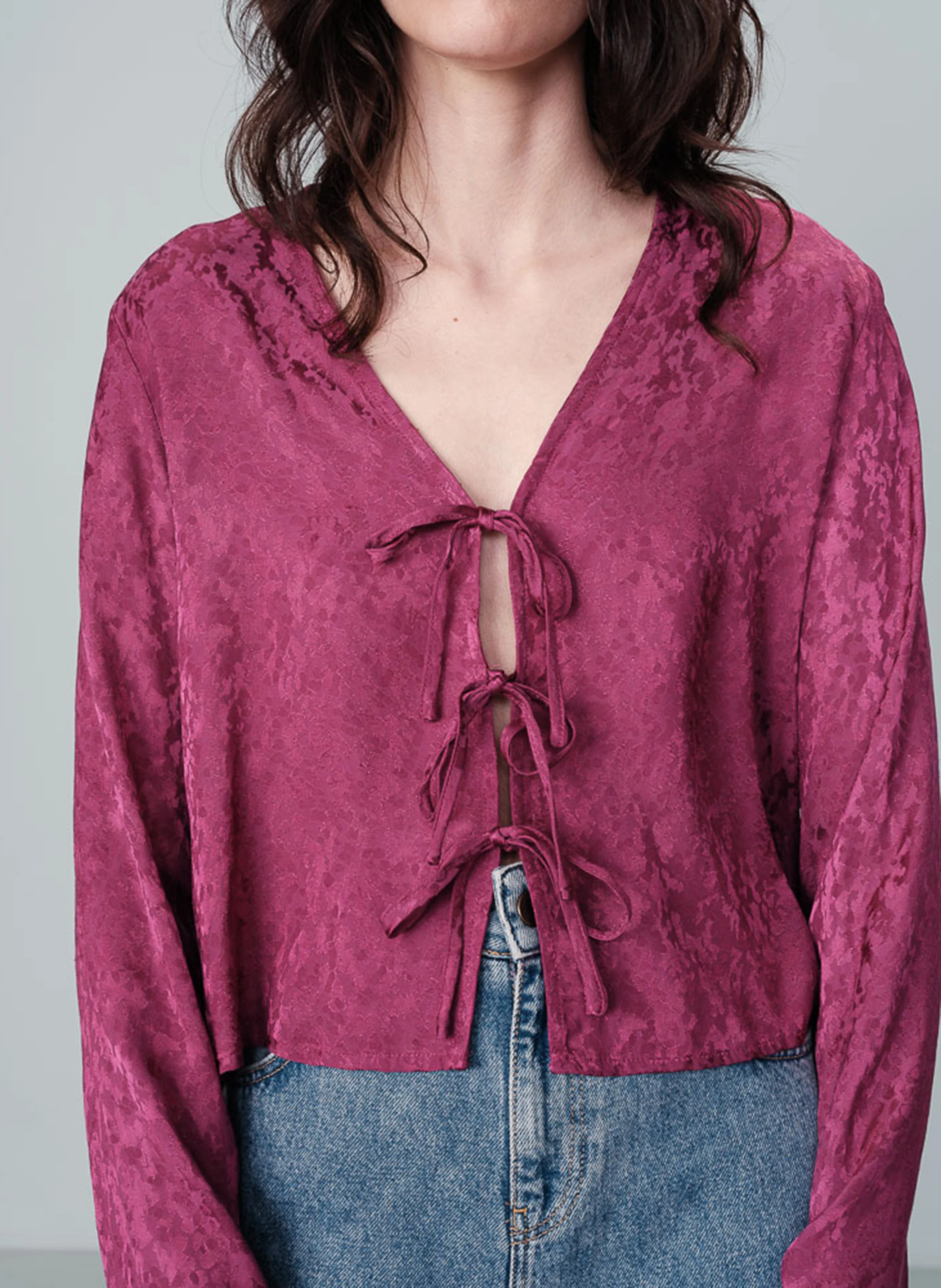 NUCCIA - Top col V jacquard | Rose