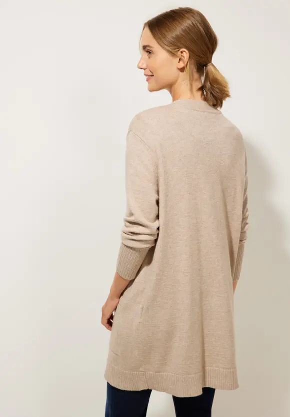 Basic Cardigan mit Taschen - bleached sand melange