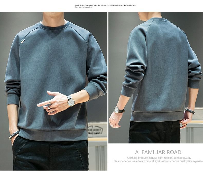Lefitt - Sweatshirt met ronde hals en effen kleur