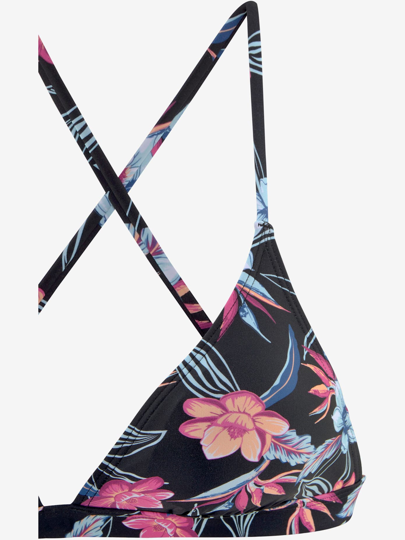 Haut de bikini triangle imprimé, effet de couleur différent pour chaque pièce