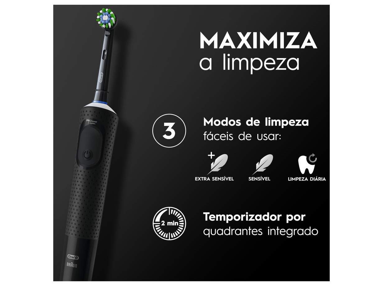 ESCOVA ELÉTRICA ORAL B PRETA VITALITY PRO 1UN