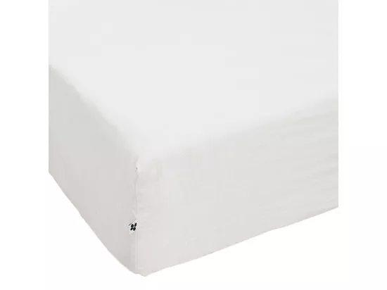 Drap housse 160 x 200 x 30 cm en lin lavé blanc - LUISA