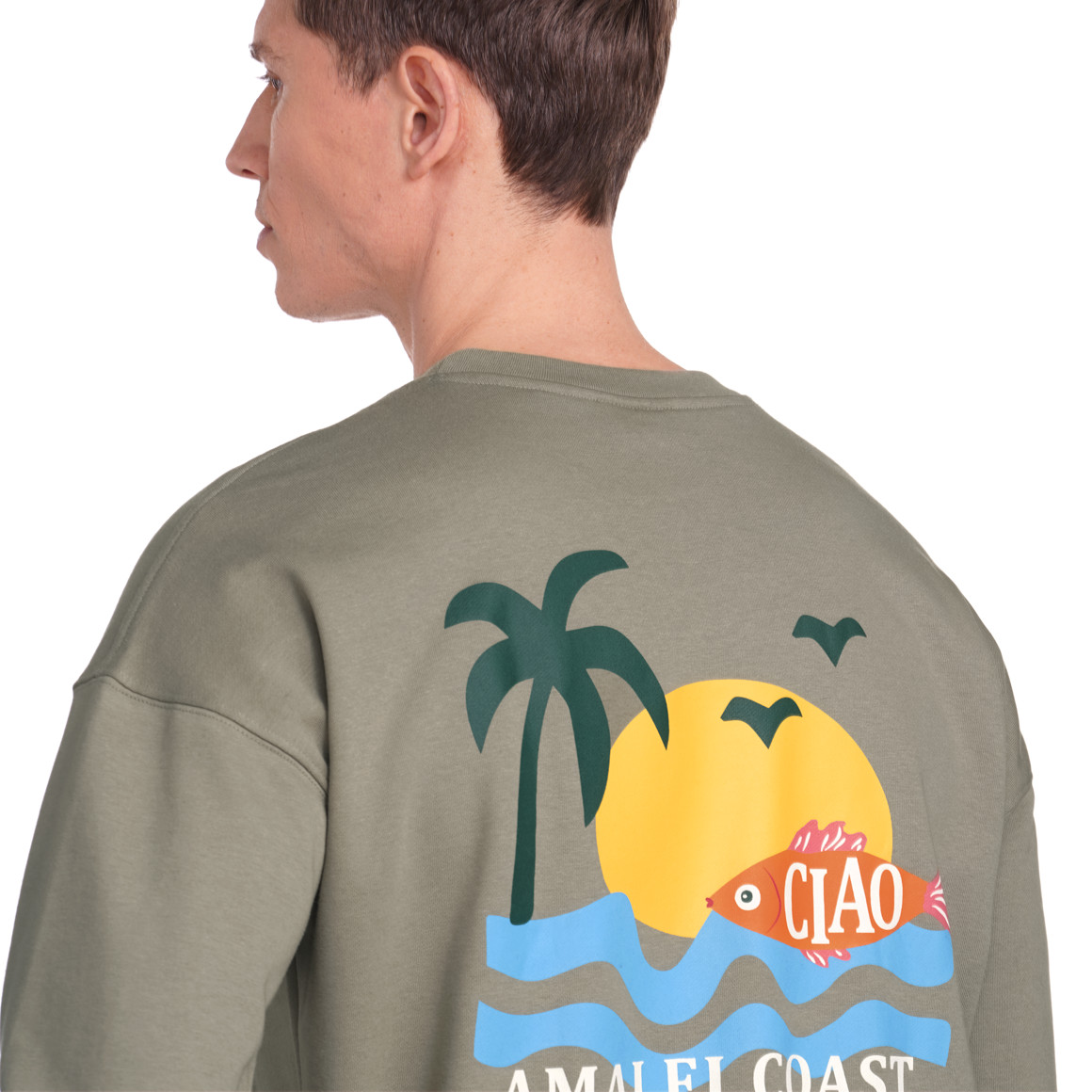 Jonas Nielsen Herren Sweatshirt mit Rückenprint oliv