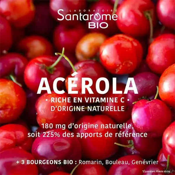 Santarome Orgânico - Acerola Orgânica 1000 - Vitamina C Natural - 20 Comprimidos Mastigáveis