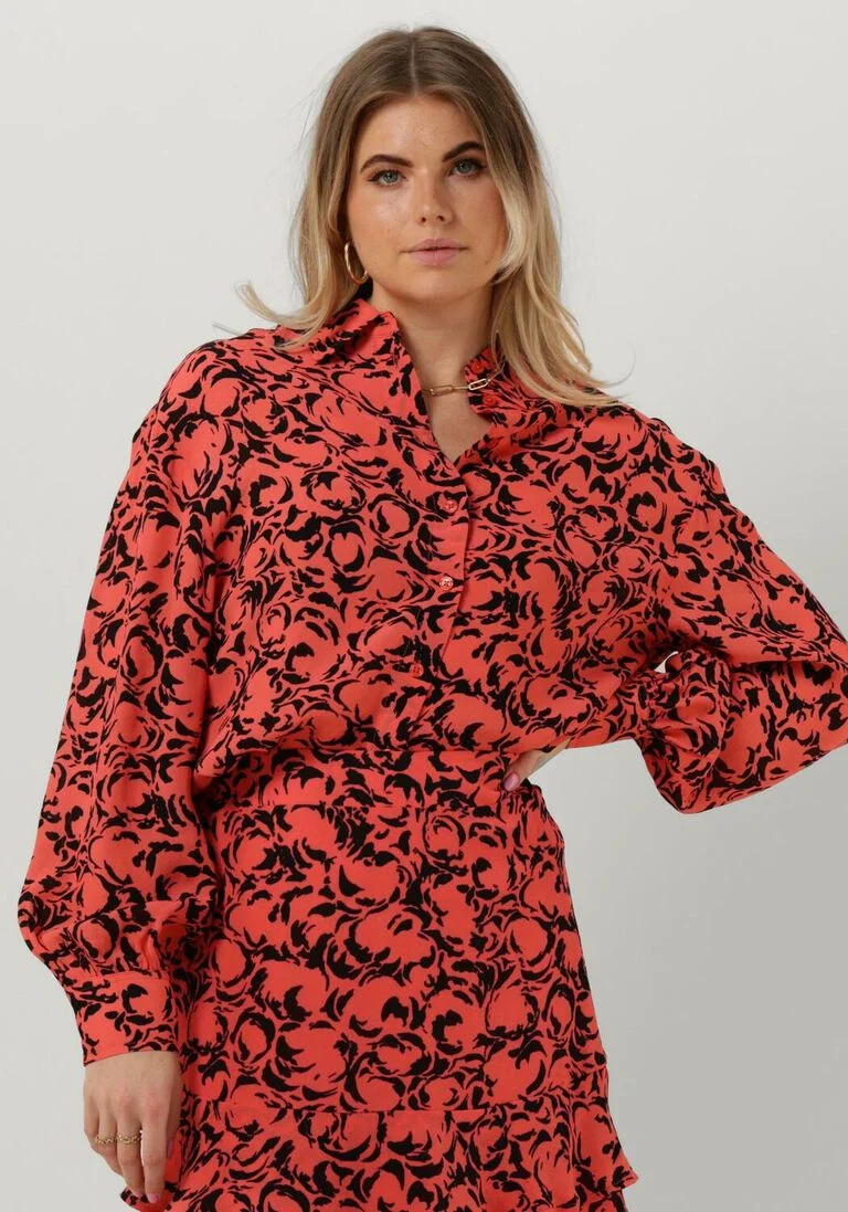 ALIX THE LABEL koraal alix the label blouse ladies woven two colour blouse