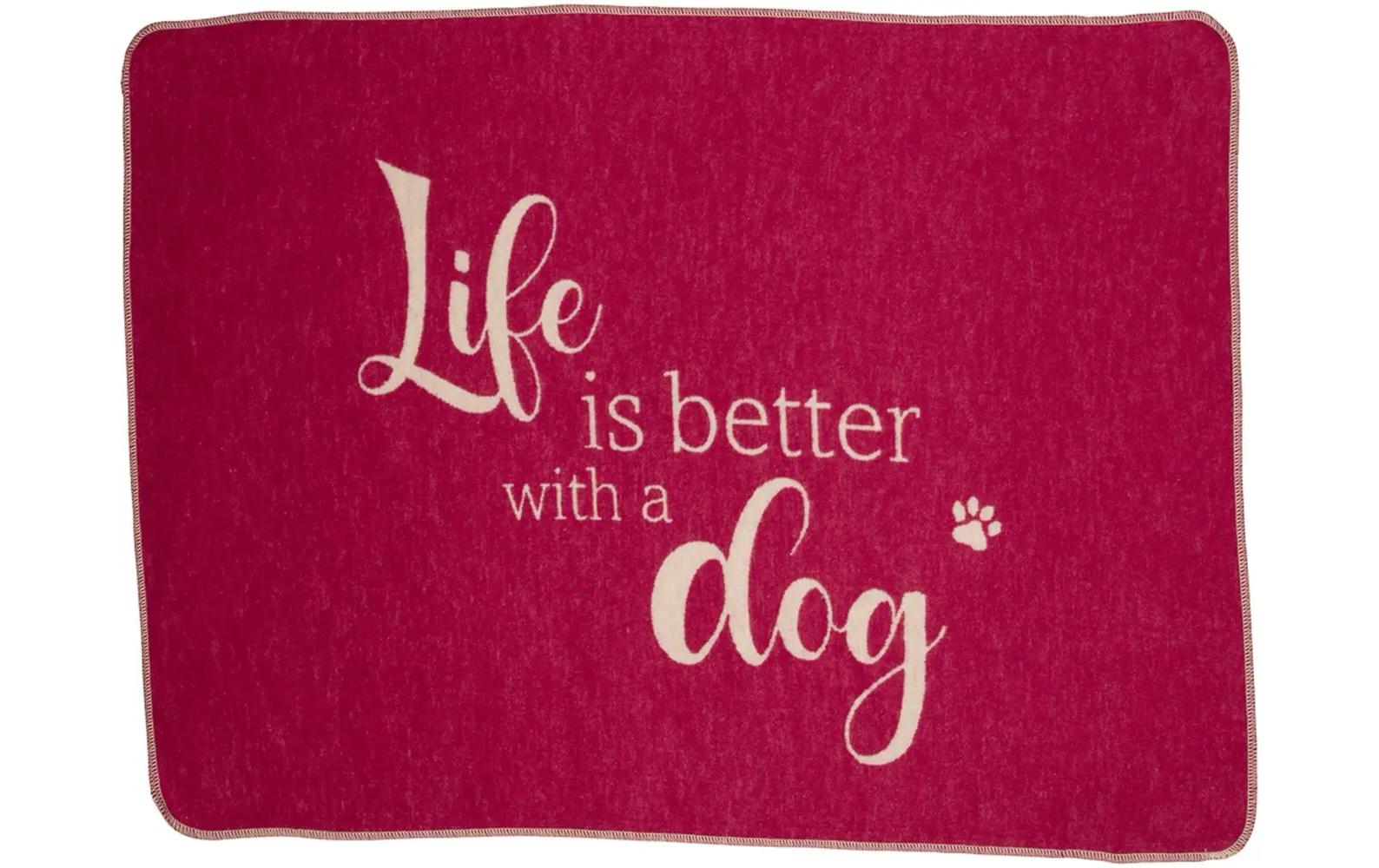 Hunde-Decke Life is better, 70 x 90 cm, PinkHaustierdecke