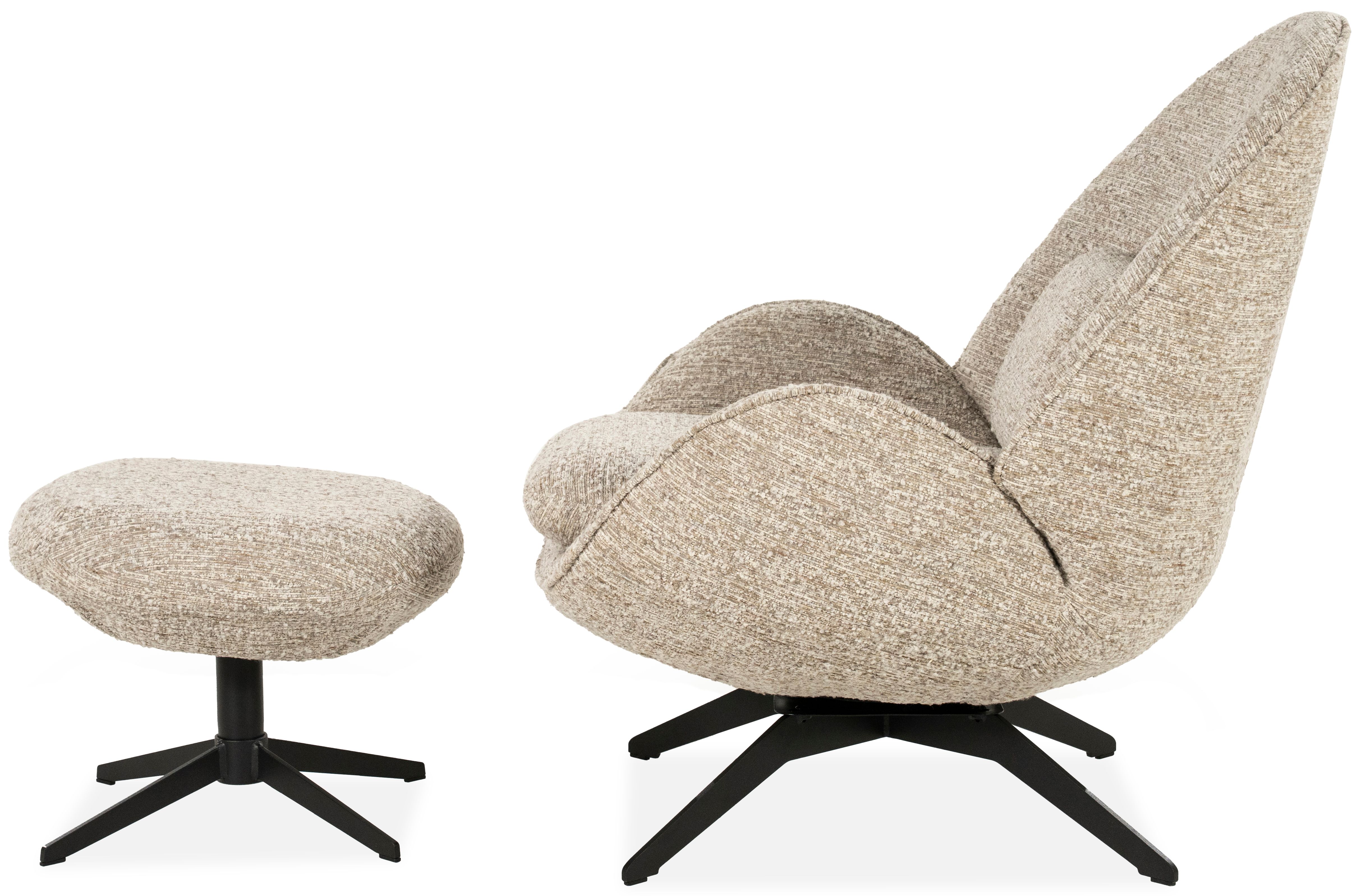 Fauteuil met hocker Taupe 96453 Zora B76 x D87 x H86.2 cm