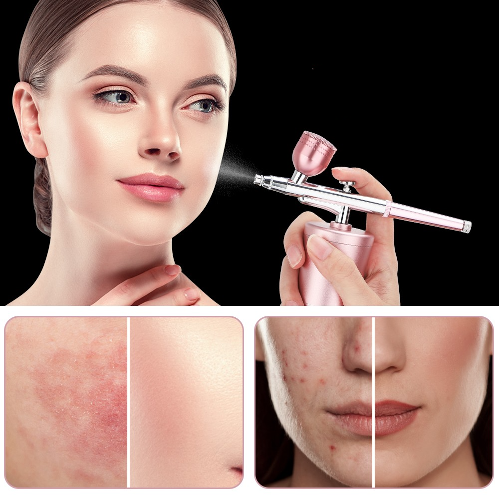 Hochdruck Nano Gesichtsdampfer Airbrush Spray Sauerstoffinjektion - Rosa