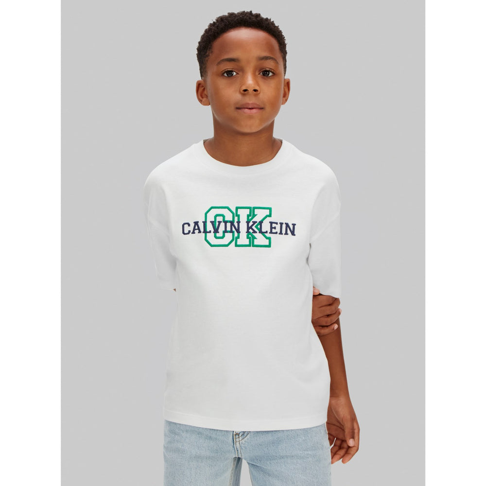 Køb Calvin Klein White Varsity Logo Ss T-Shirt