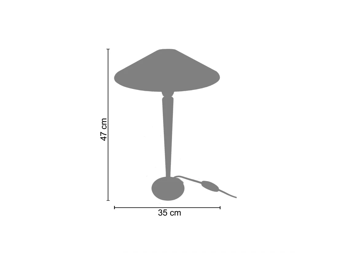 Lampe de chevet conique métal blanc,aluminium 47 cm.